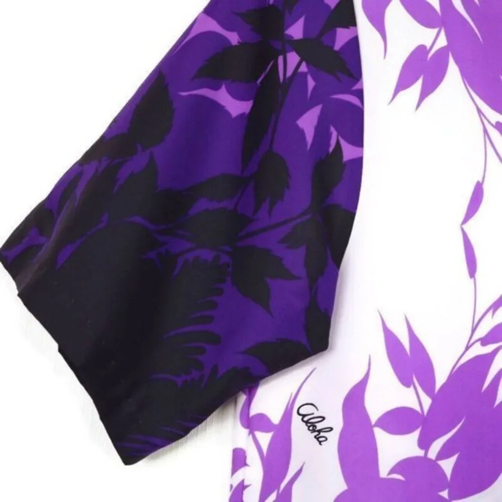 Vintage Royal Creations Hawaiian Camp Shirt‎ Purple White Floral Aloha M Medium